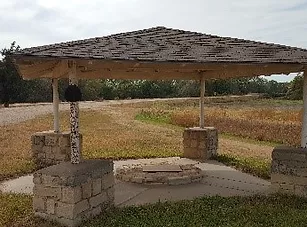 Gazebo in front of a field